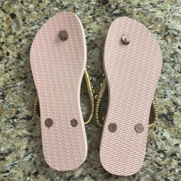 Custom Rhinestone Havaianas Flip Flops Sandals Pink 39-40 - Picture 3 of 5